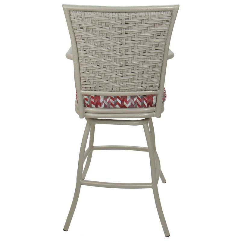 Erin On Beige 34" Swivel Upholstered Bar Stool in Dark Gray