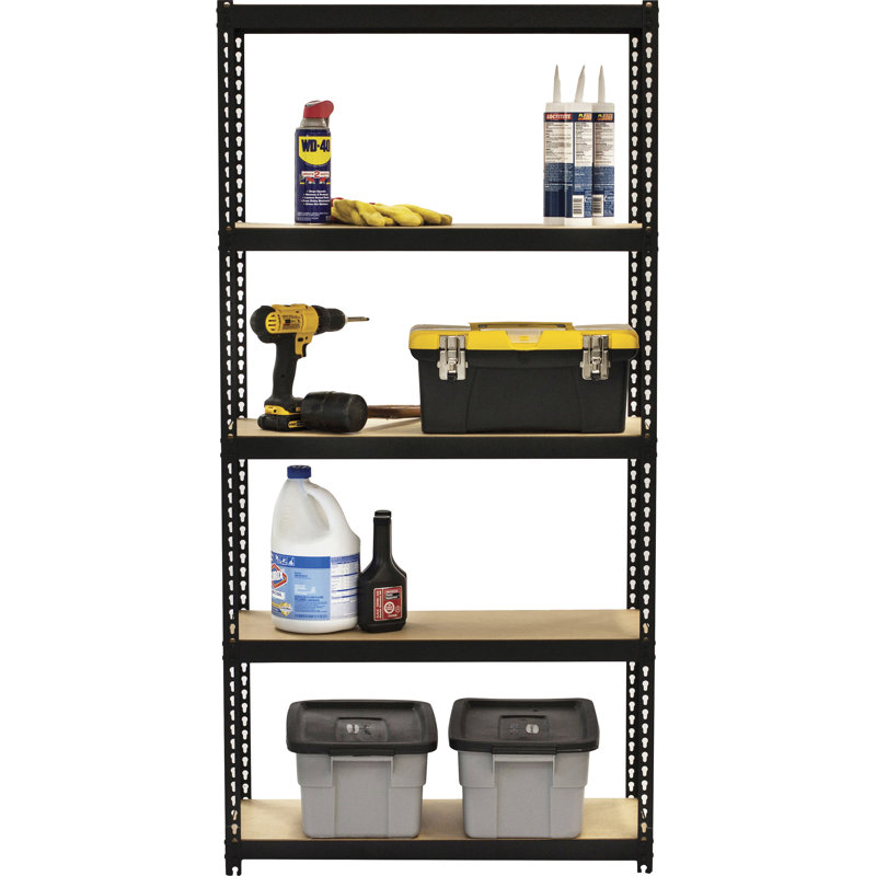 Narrow Black Steel Adjustable Shelving Unit, 60" H x 30" W
