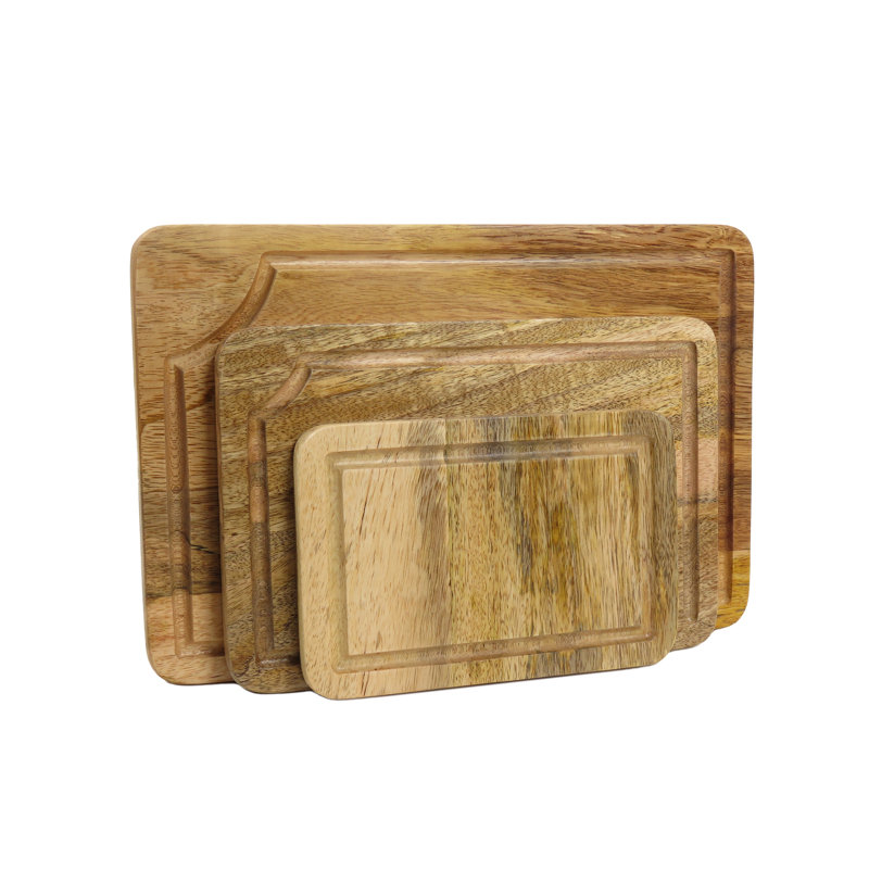 Natural Wood Rectangular Cutting Boards Set