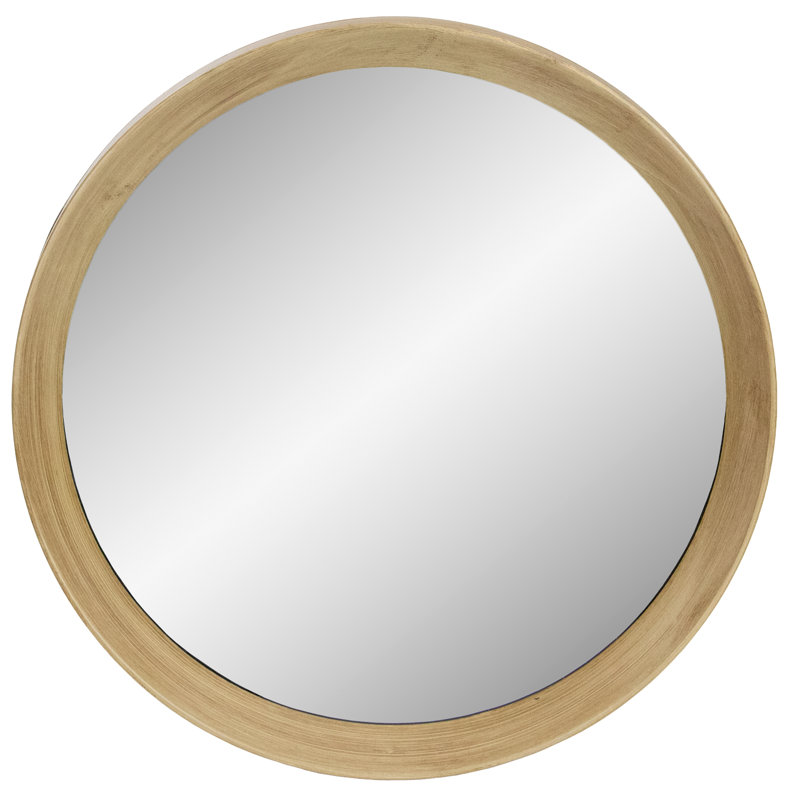 13" Round Gold Woodgrain Wall Mirror