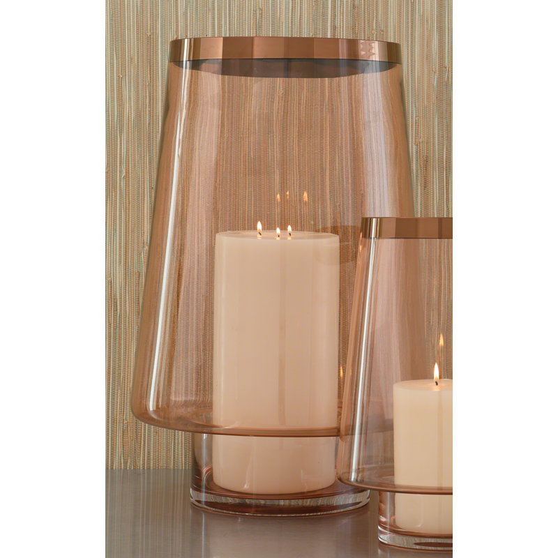 Elegant Bell-Shaped Glass Hurricane with 24k Gold Trim