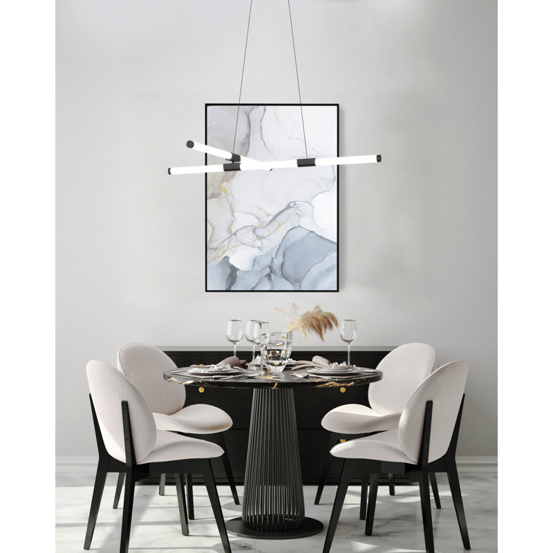 Akari Sleek Minimalist Black LED Linear Chandelier 49.5"