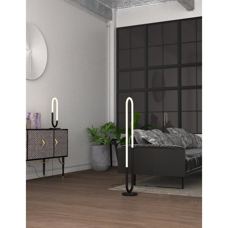 Huron Black LED Table Lamp with Frosted Acrylic Shade