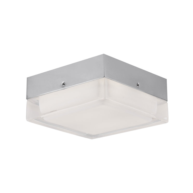 Contemporary Square Brushed Nickel LED Flush Mount with Glass Diffuser