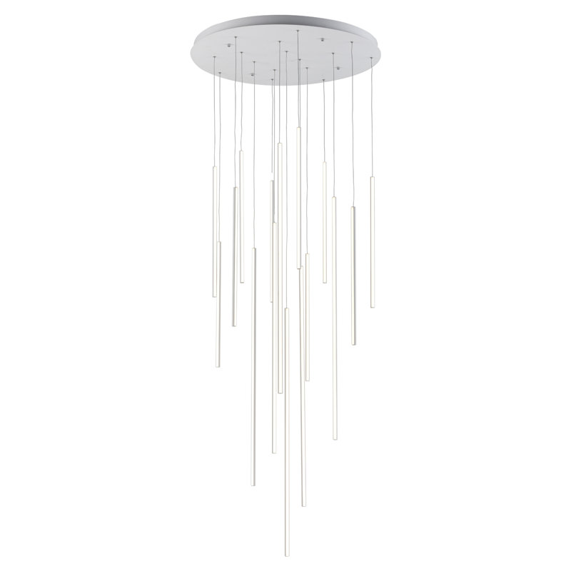 Polished Nickel 12-Light LED Cluster Pendant in White