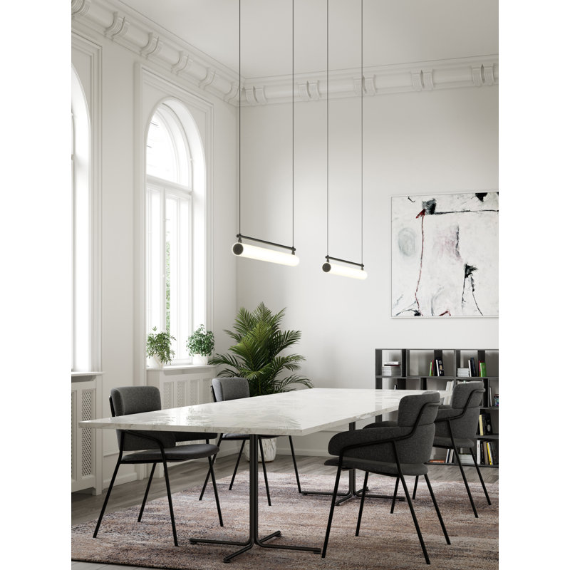 Gramercy Sleek Black LED Kitchen Island Linear Pendant