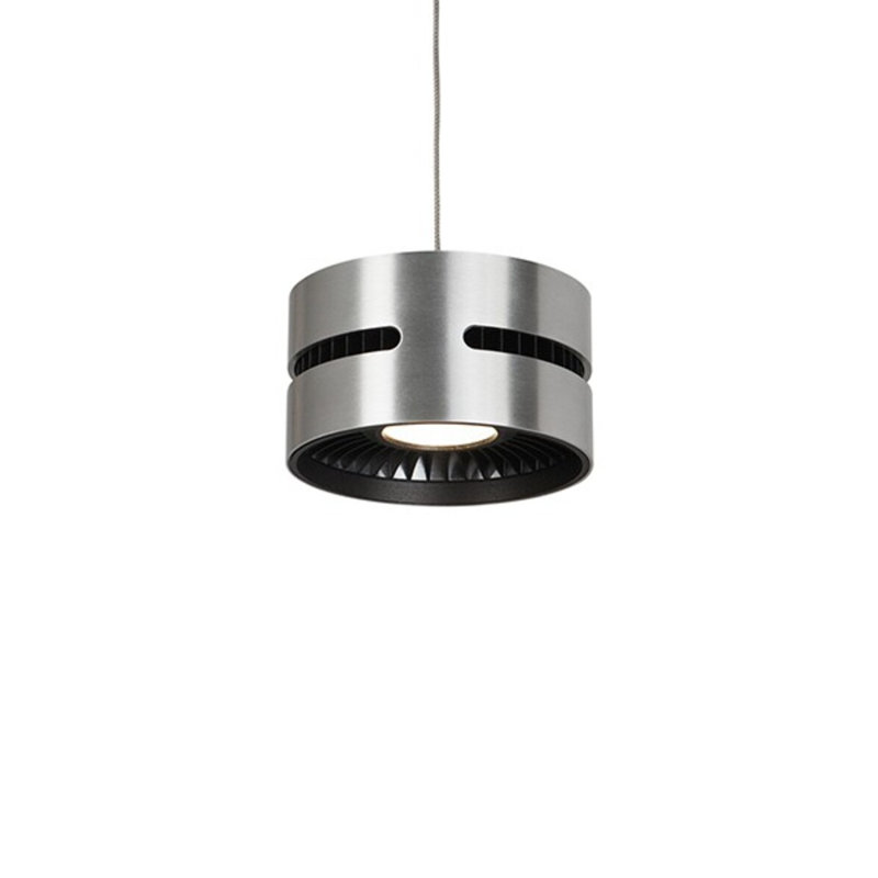 Sleek Drum LED Pendant in Brushed Nickel - Adjustable Height