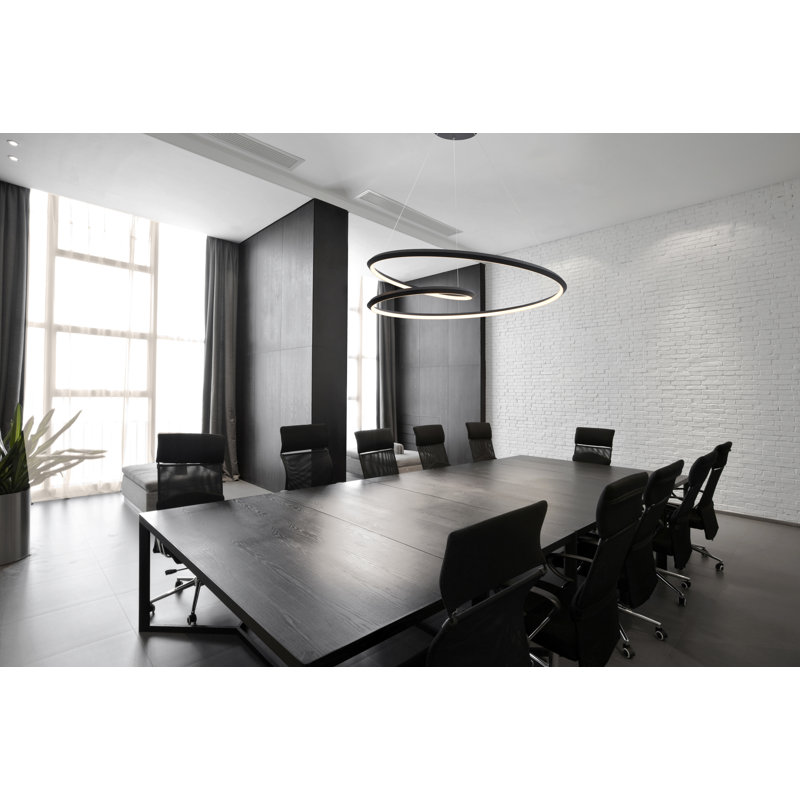 Contemporary Black Aluminum LED Pendant Light for Indoor/Outdoor