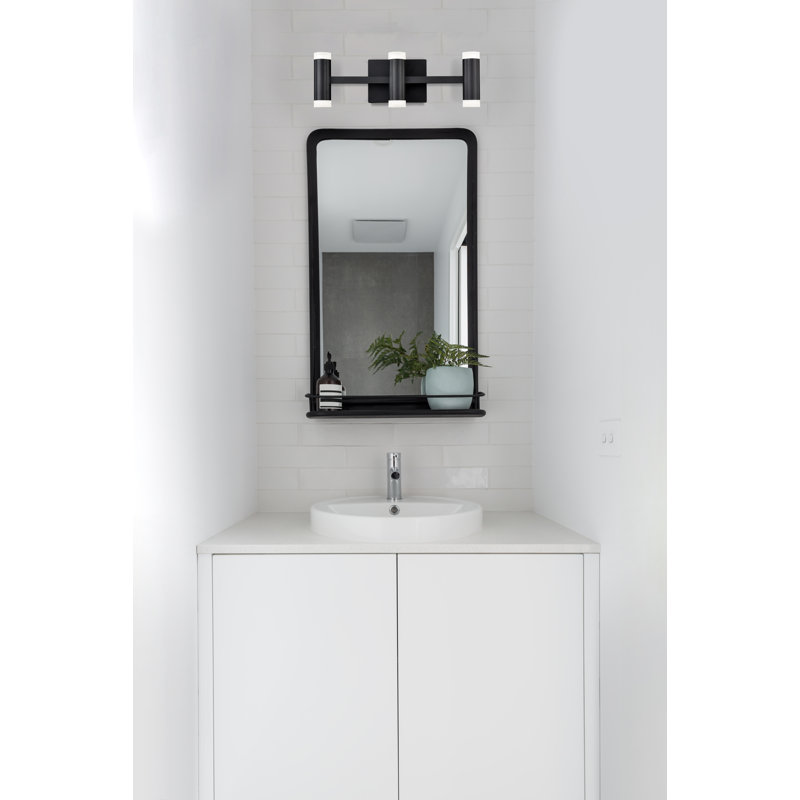 Brazen Black LED Vanity Light with Dimmable Quatrefoil Lamps