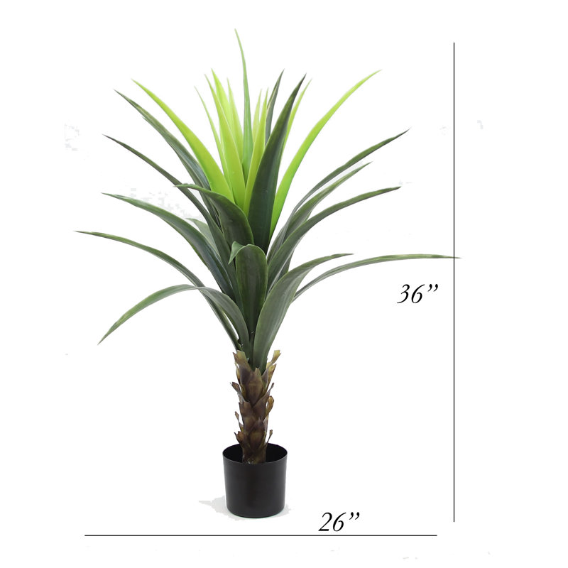Mod Greenhouse 36" Faux Agave Plant in Matte Black Pot