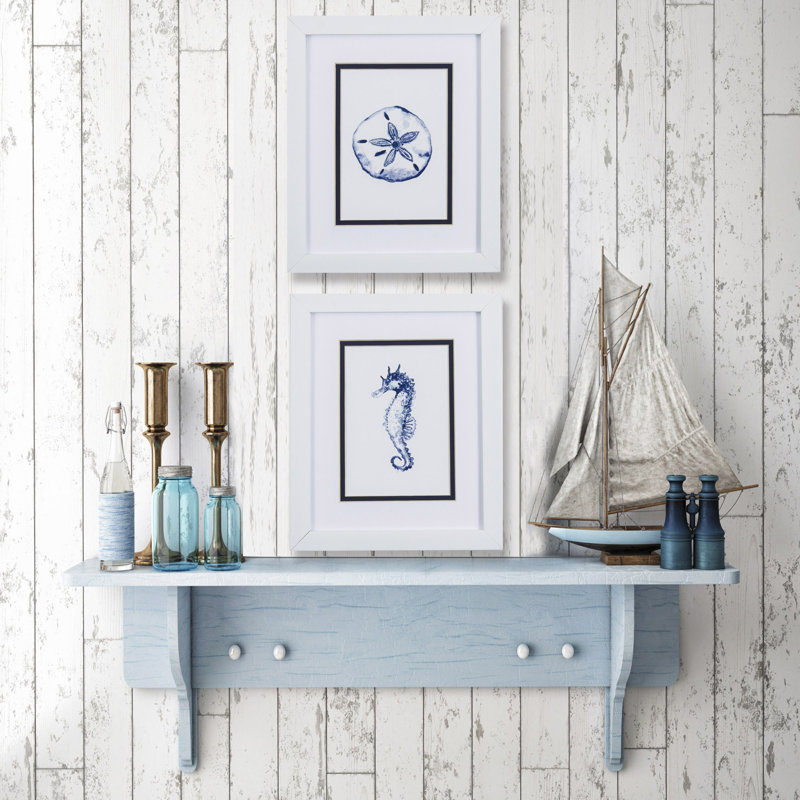 Blue Seahorse and Sand Dollar Framed Wall Art Set