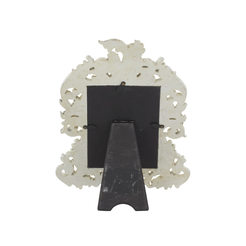 Distressed White Polystone Scrollwork Photo Frames Set of 3