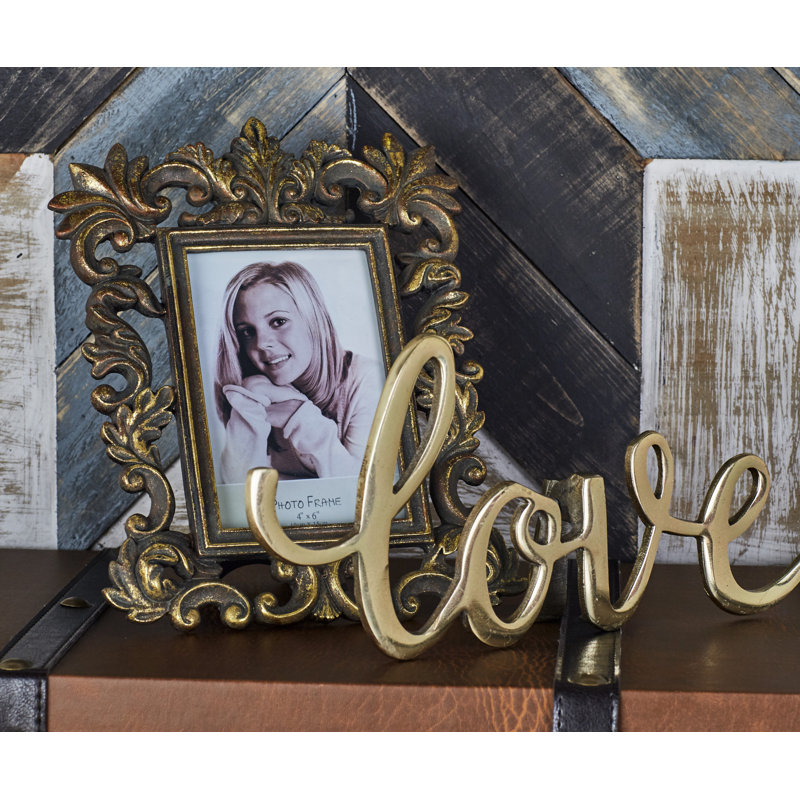 Distressed White Polystone Scrollwork Photo Frames Set of 3
