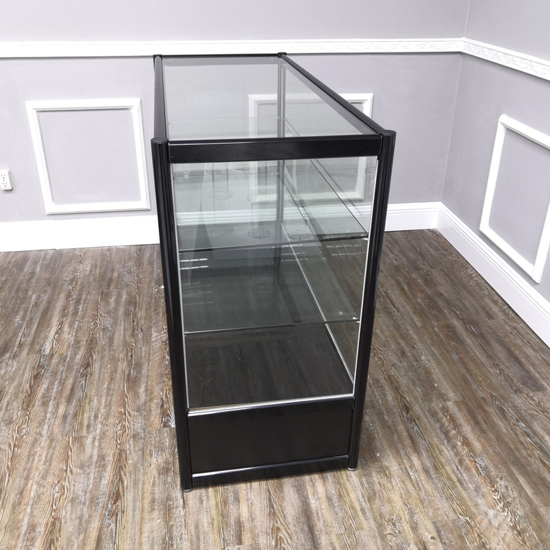 Elegant Black Aluminum and Glass 48" Retail Display Cabinet with Lock