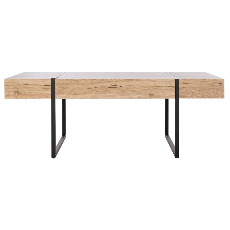 Tristan Natural Black 48" Rectangular Wood Metal Coffee Table