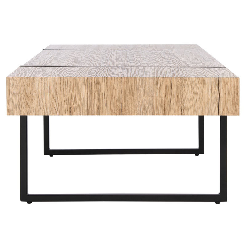 Tristan Natural Black 48" Rectangular Wood Metal Coffee Table