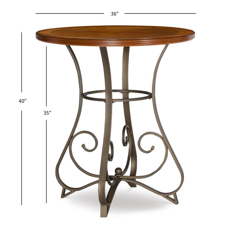 Hamilton 36" Round Cherry & Pewter Metal Pub Table