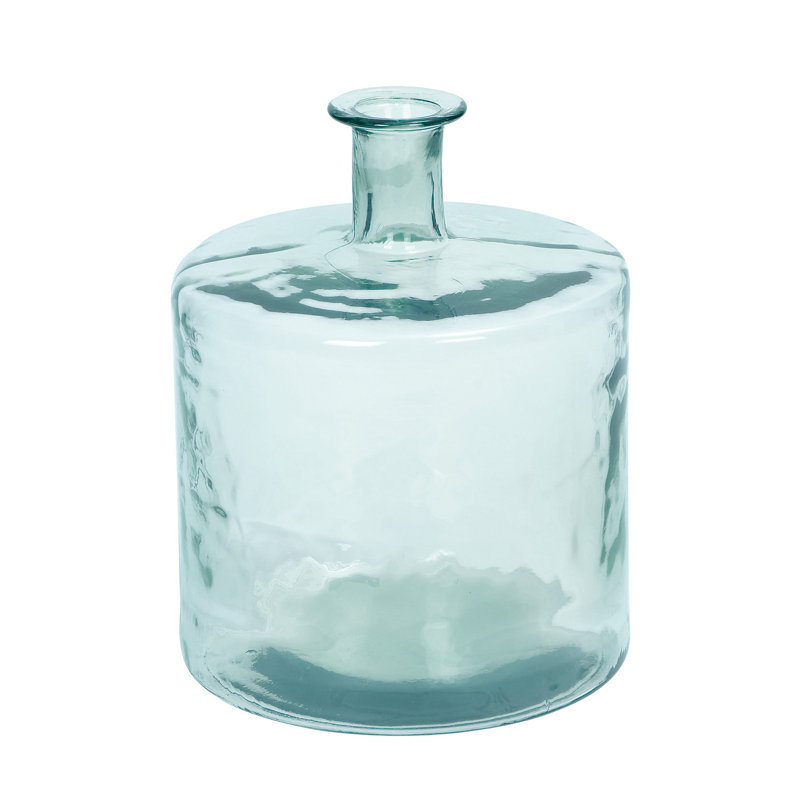 Aquamarine Round Handcrafted Glass Vase, 17"