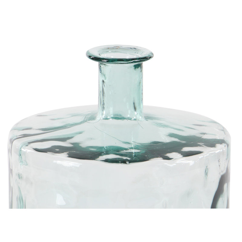 Aquamarine Round Handcrafted Glass Vase, 17"