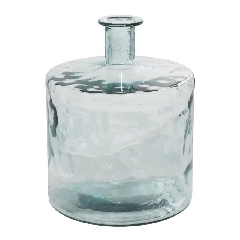 Aquamarine Round Handcrafted Glass Vase, 17"