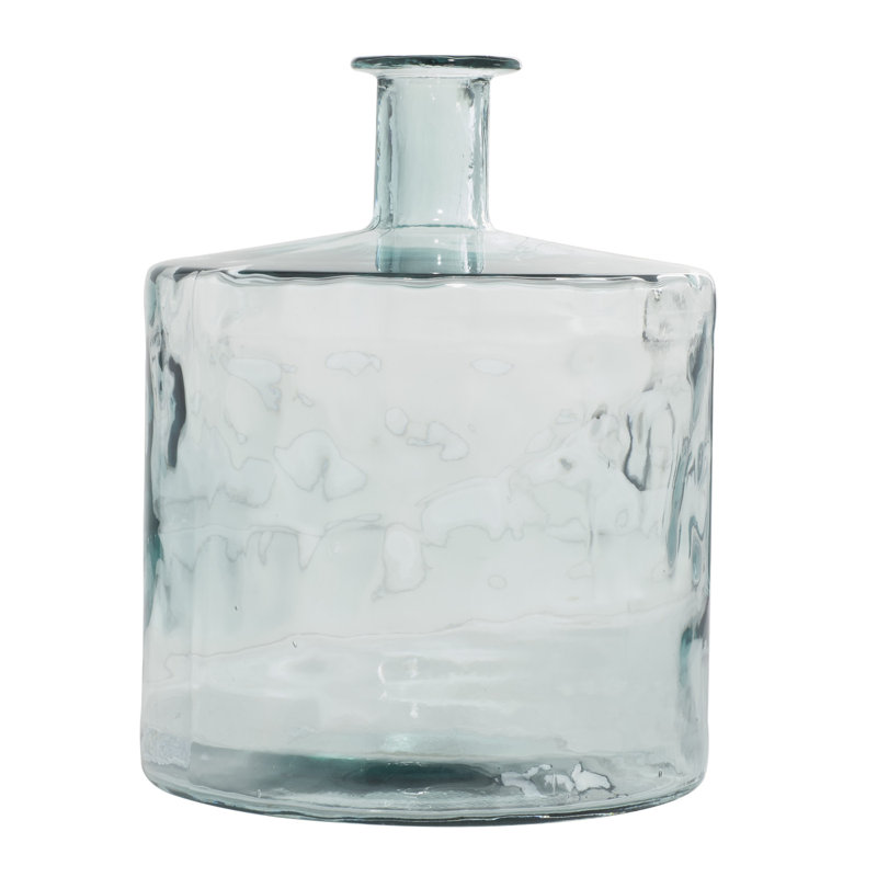 Aquamarine Round Handcrafted Glass Vase, 17"