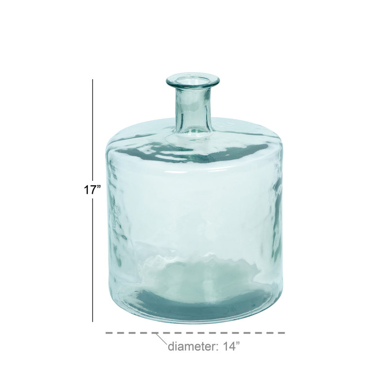Aquamarine Round Handcrafted Glass Vase, 17"