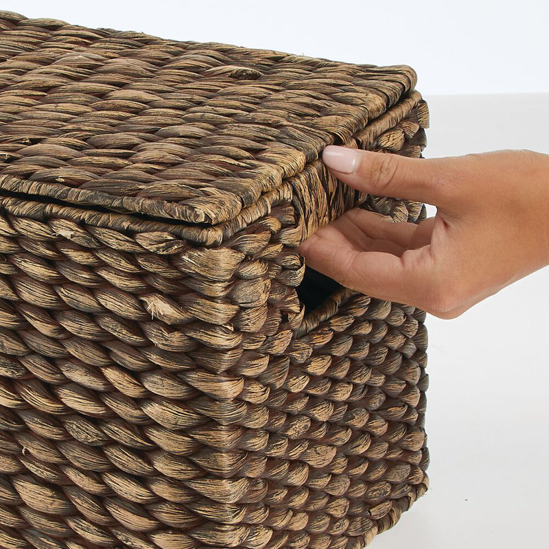 Brown Wicker Rectangular Storage Basket Set of 3