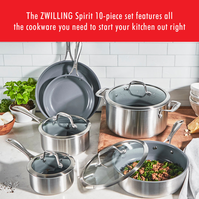 10-Piece Stainless Steel Ceramic Nonstick Cookware Set