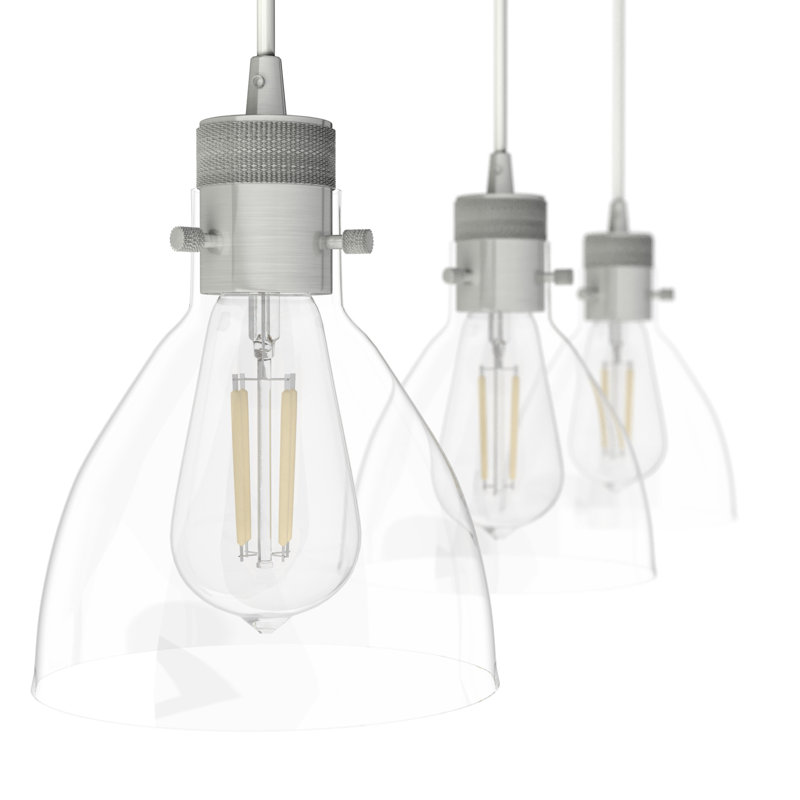 Van Nuys Brushed Nickel 3-Light Linear Cluster Pendant