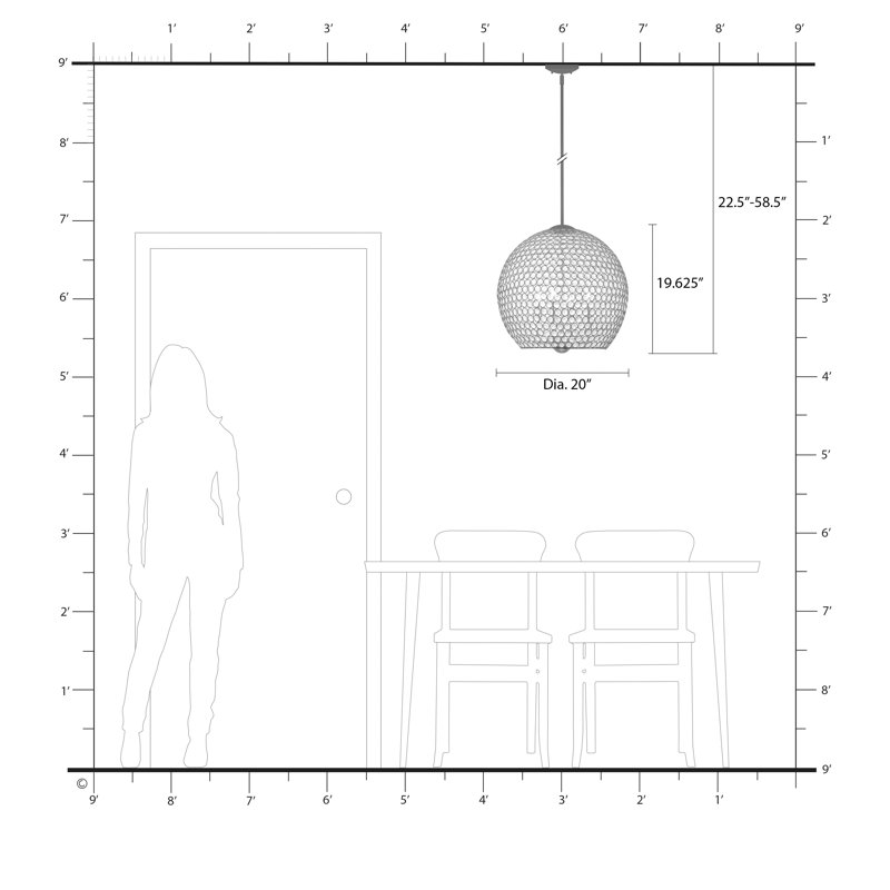 Cassandra Black Crystal Globe Pendant Light
