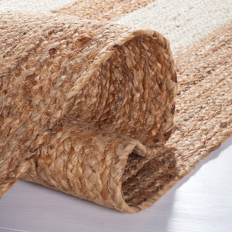 Ivory Striped Flatweave Non-Slip Runner Rug 2'3" x 8'