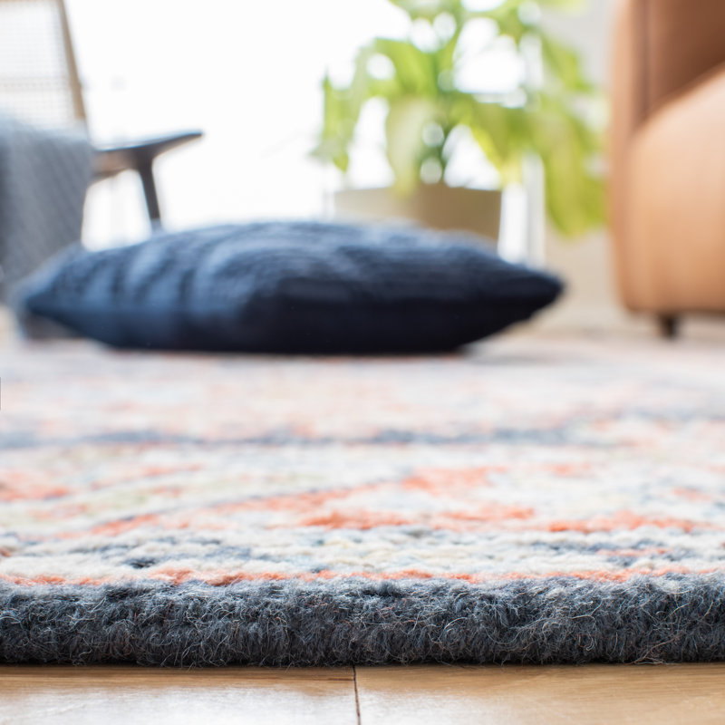 Samarkand Elegance Hand-Knotted Black Wool 8' x 10' Area Rug