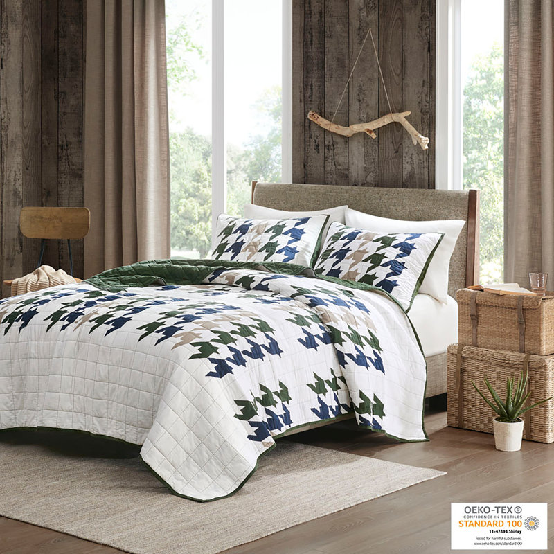 Hudson Full Green Cotton Quilt Mini Set with Shams