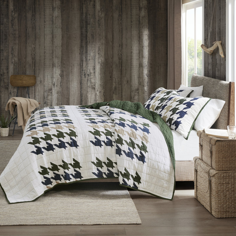 Hudson Full Green Cotton Quilt Mini Set with Shams