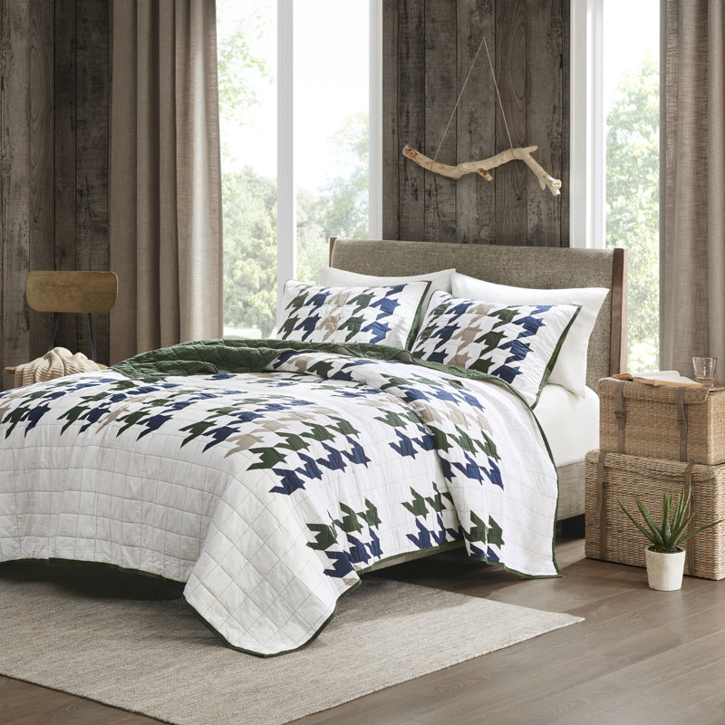 Hudson Full Green Cotton Quilt Mini Set with Shams