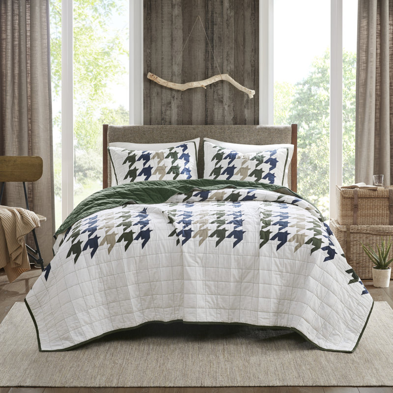 Hudson Oversized Green Cotton King Quilt Set
