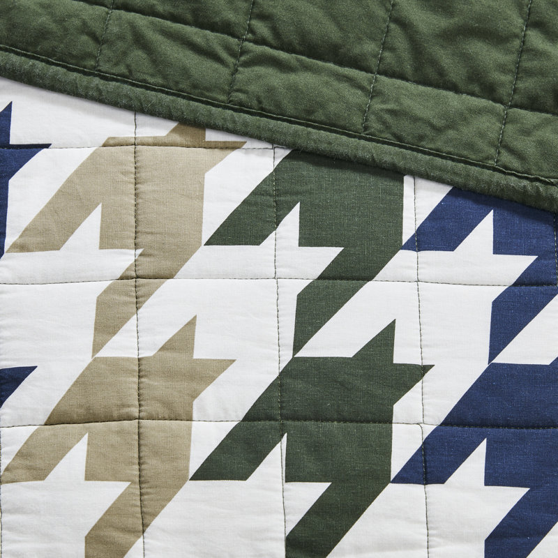 Hudson Full Green Cotton Quilt Mini Set with Shams