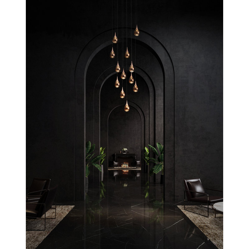 Contemporary Copper 20.5" LED Glass Sphere Pendant
