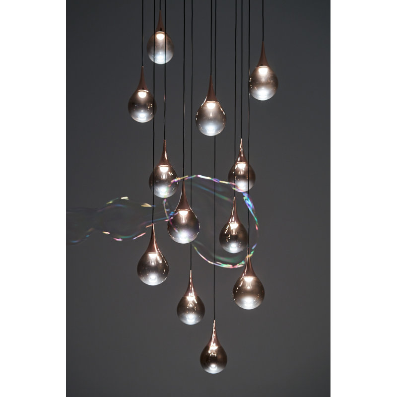 Contemporary Copper 20.5" LED Glass Sphere Pendant