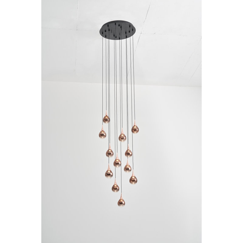 Contemporary Copper 20.5" LED Glass Sphere Pendant
