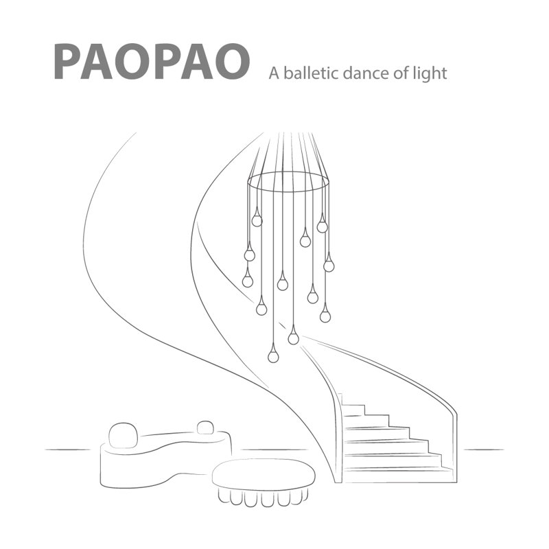 Champagne Gold Paopao 12-Light LED Cluster Pendant with Mouth-Blown Glass
