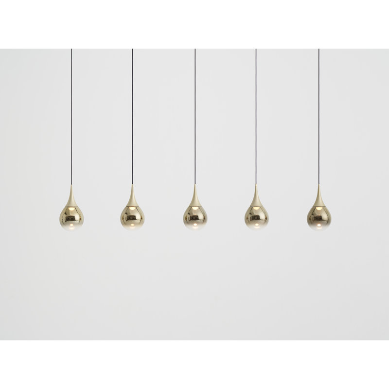Champagne Gold Glass LED Kitchen Island Pendant Light