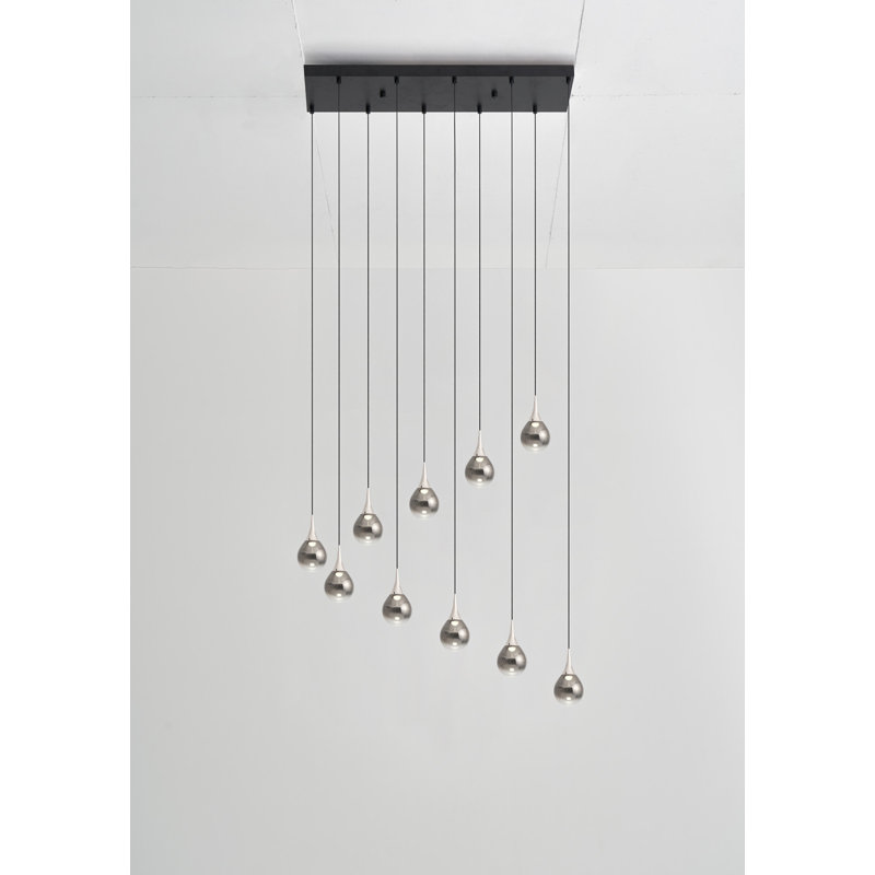 PaoPao Chrome 35.5" LED Pendant Light with Mouth-Blown Glass