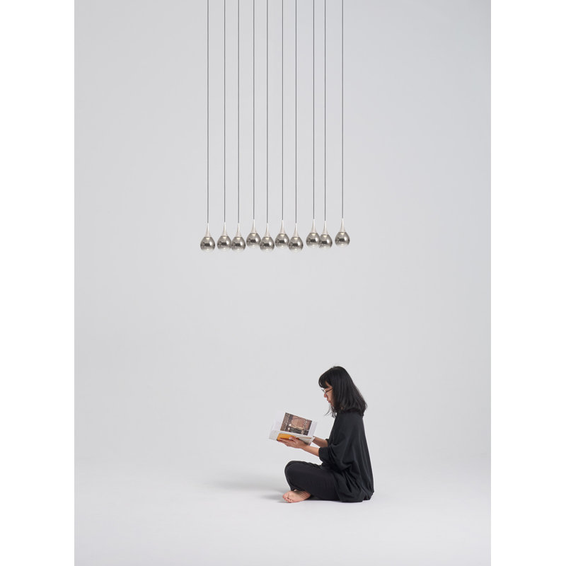PaoPao Chrome 35.5" LED Pendant Light with Mouth-Blown Glass