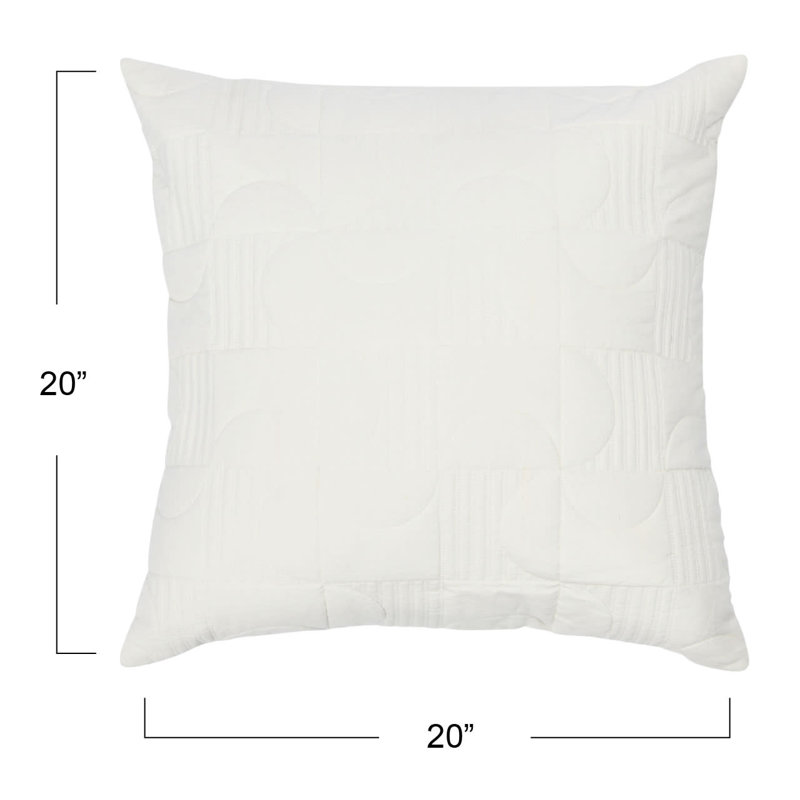 Cream Geometric Cotton Throw Pillow Cover