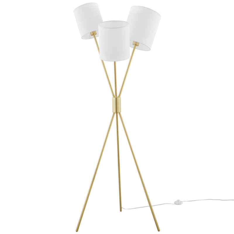Alexa Gold 64" Tripod Floor Lamp with White Shades