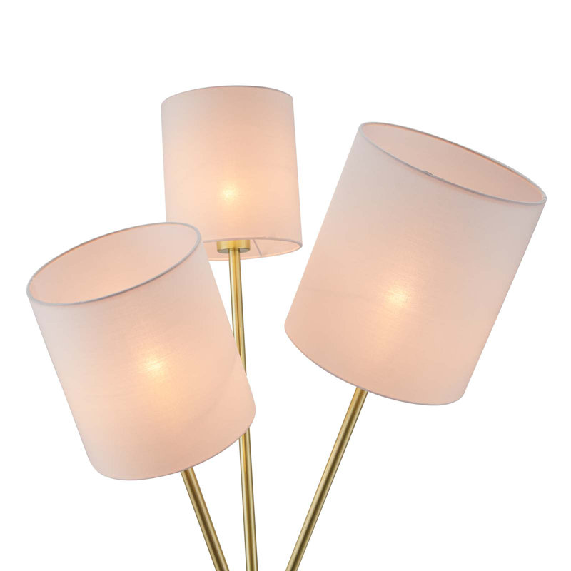 Alexa Gold 64" Tripod Floor Lamp with White Shades