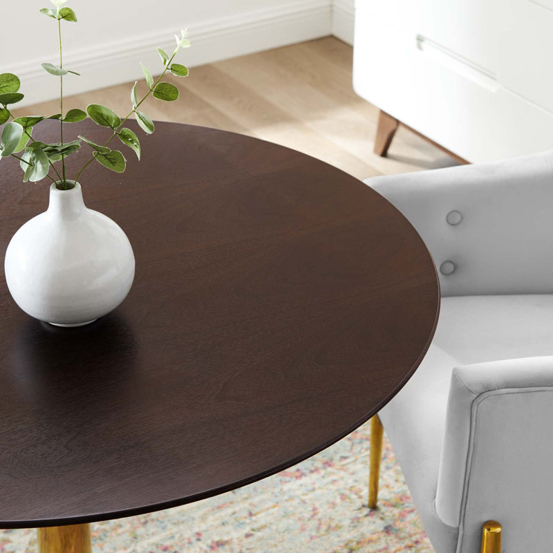 Verne 40" Gold Cherry Walnut Mid-Century Modern Dining Table