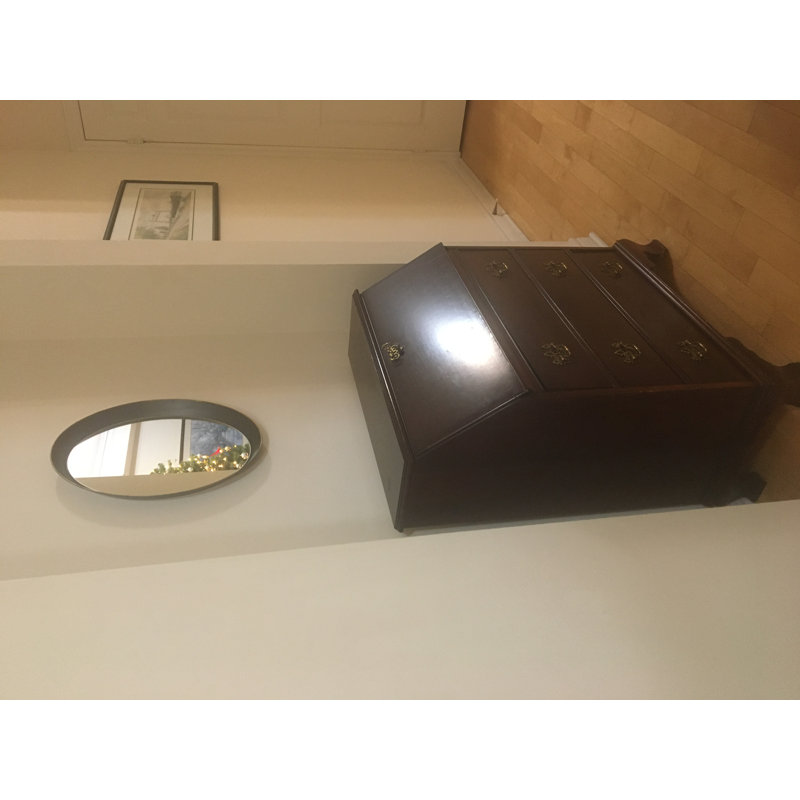 Elegant Oval Antique Metal Wall Mirror 20.5" x 15"