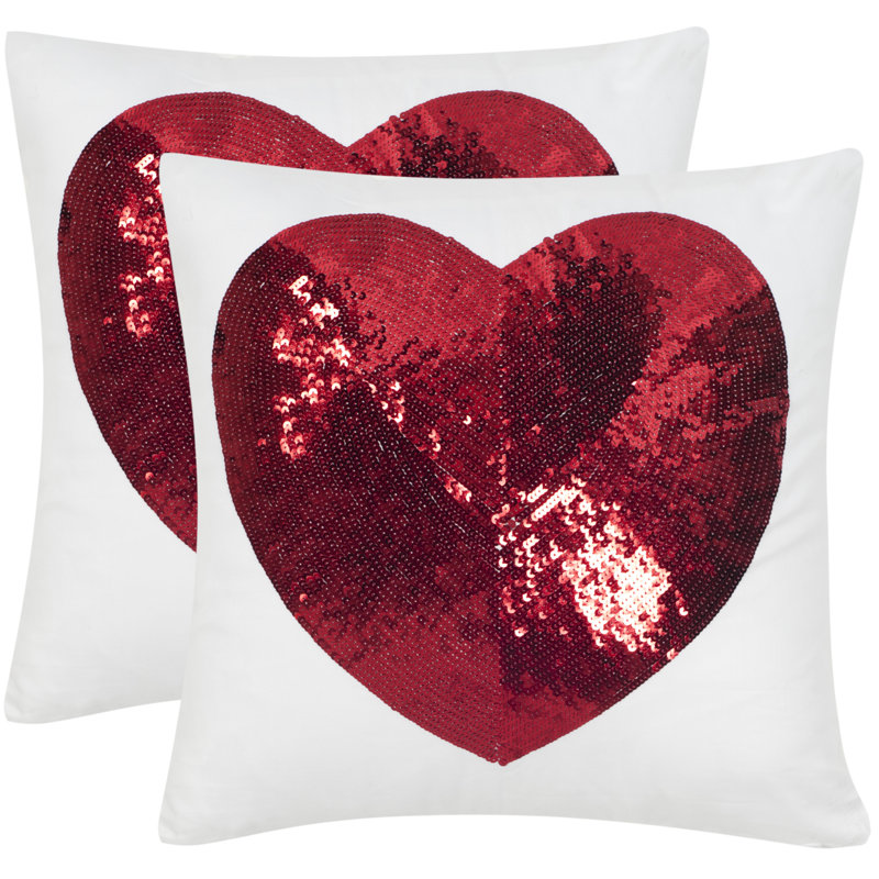 Red Contemporary Square Pillow Set with Feather Fill